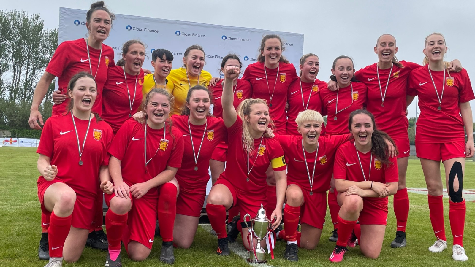 Jersey celebrate with the women's Muratti trophy