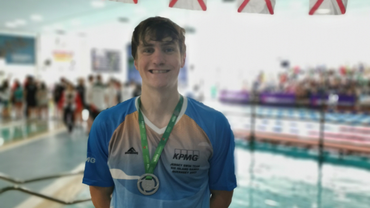 Isaac Dodds with Island Games medal